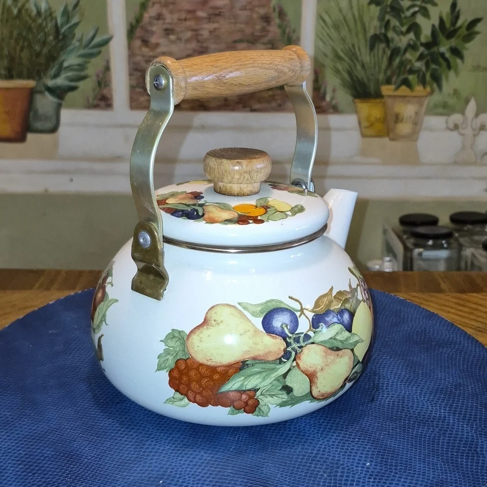 Fruit Patterned Teapot with Wooden Handle (#TK-5)